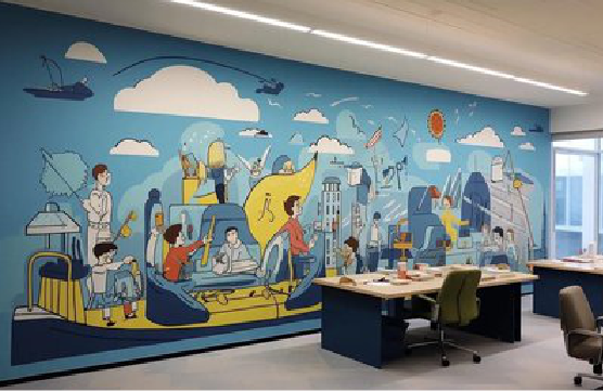 永胜办公室墙绘的特点。