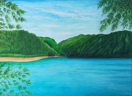 永胜在墙绘中，如何绘画绿水青山？